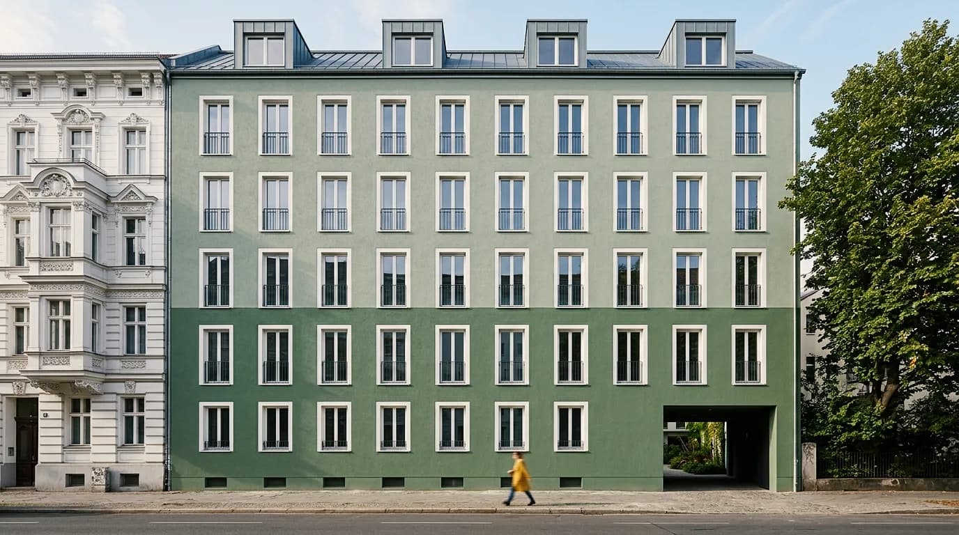 Stadtfassade neben Gründerzeitbau – Visualisierung