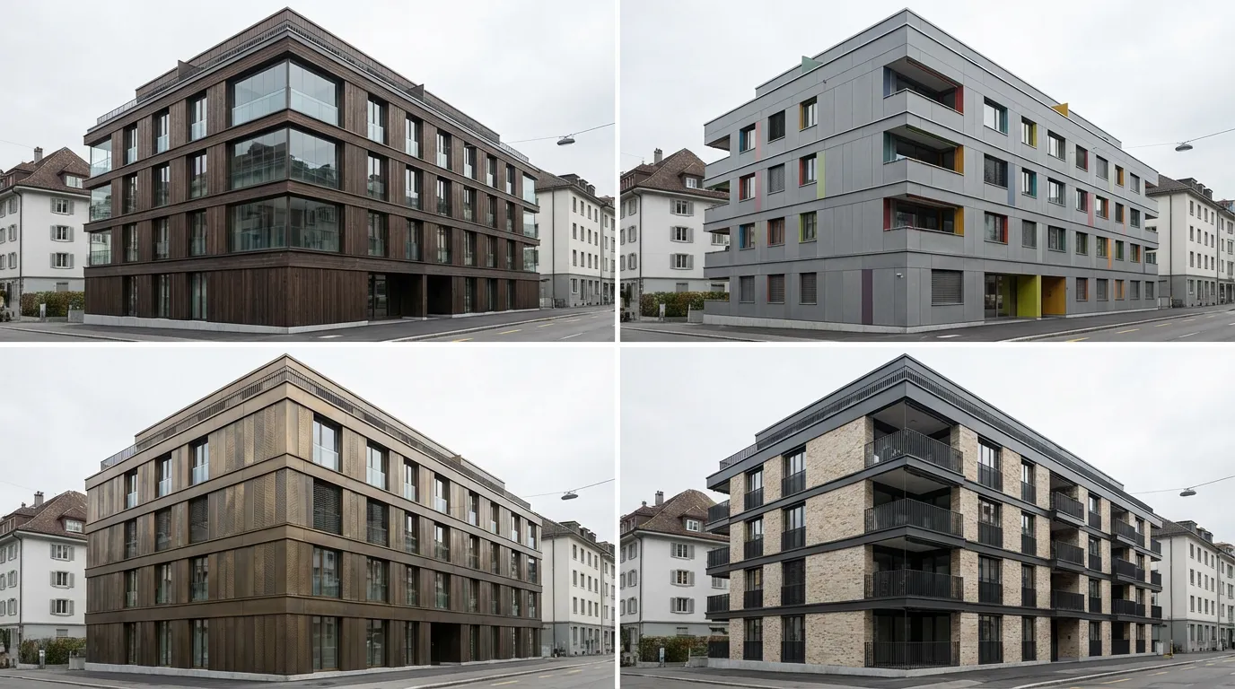 Fassadenvarianten Vorher/Nachher